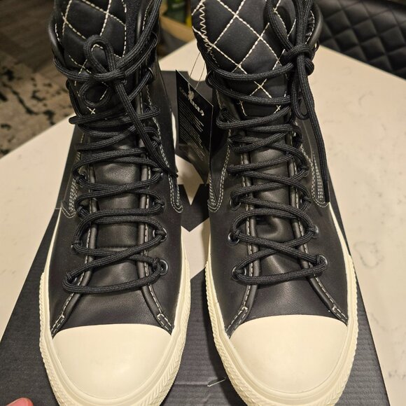 Converse Chuck Taylor All Star Waterproof Leather Boots Shoes BLACK MENS 10 NEW - Picture 3 of 9